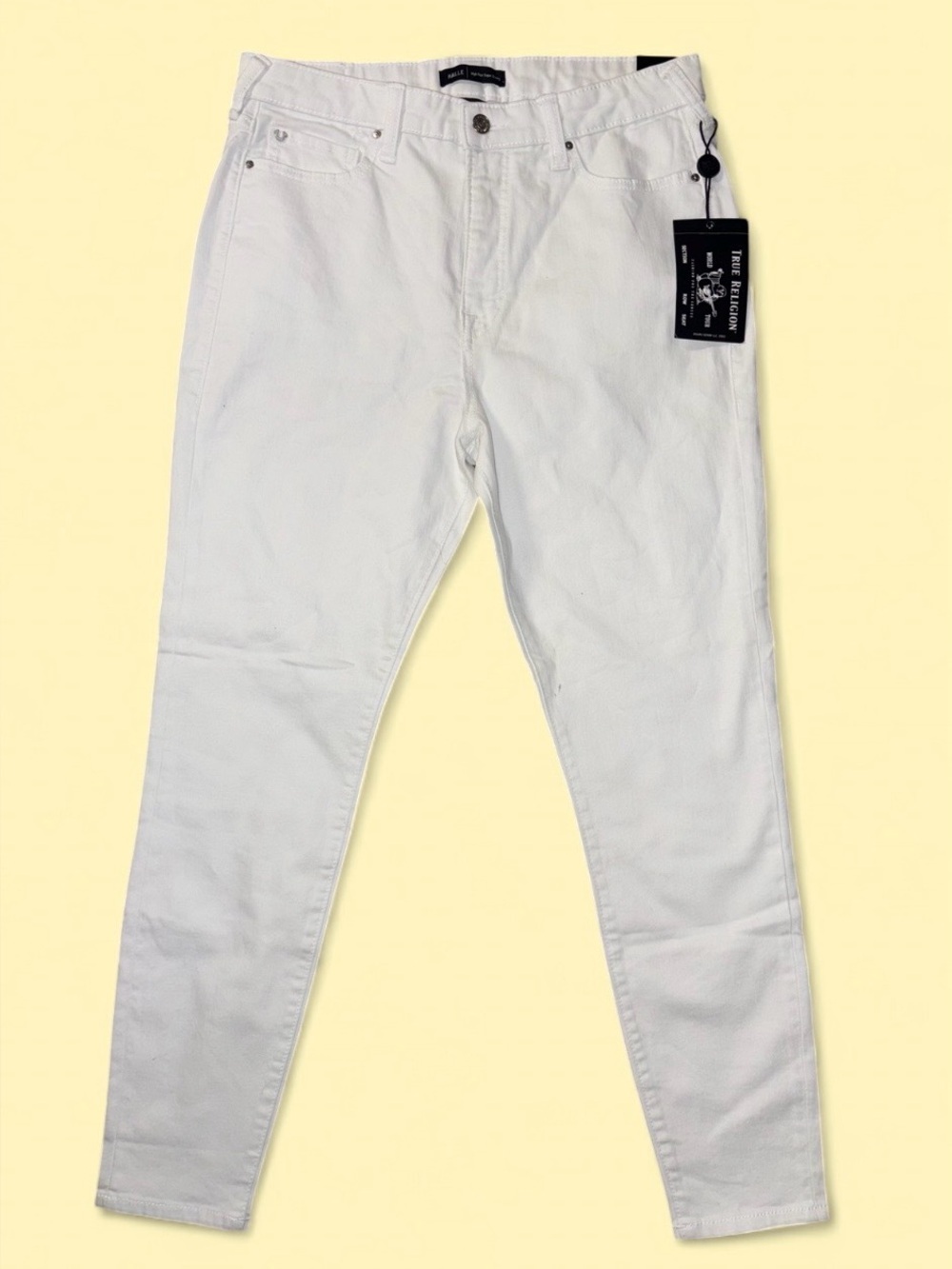 NWT True Religion Halle High Rise Super Skinny White Jeans Size 33 🤍